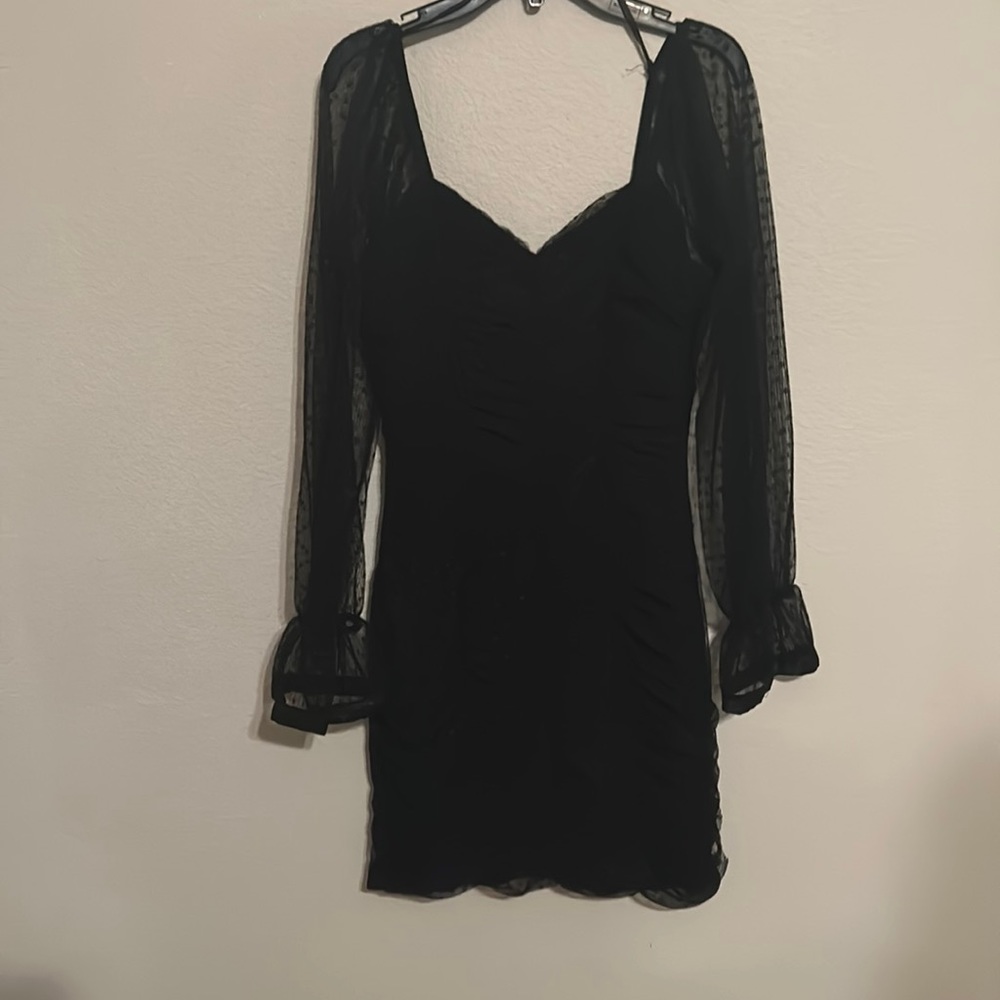 Black dress with puffy mesh sleeve